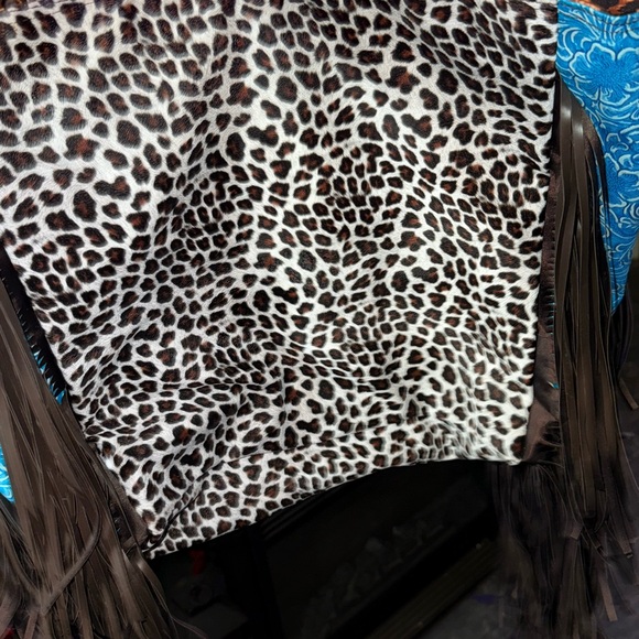 LV upcycled tote Leopard Print Tote with Blue Accents - Picture 3 of 6